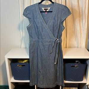 Tommy Hilfiger Chambray Wrap Midi Vintage Dress, Size L
